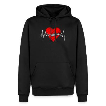 Copenhague Skyline Heartbeat Danemark Amour Hygge - Sweat à capuche Premium bio Homme - noir - Devant - Nico (187cm)