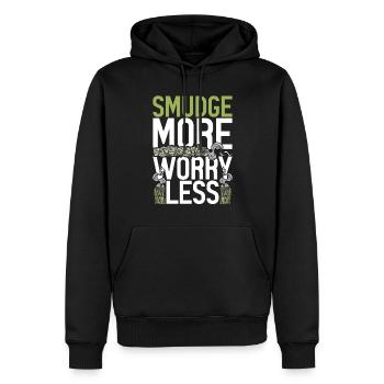 Wohnung Ausräuchern Smudge More Worry Less - Männer Premium Bio Hoodie - Schwarz - Vorne - Nico (187cm)