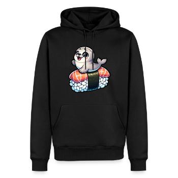 Animal Marin, Animal Marin, Océan, Mangeur De Sushi, Sceau - Sweat à capuche Premium bio Homme - noir - Devant - Nico (187cm)