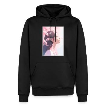 Vintage Japanisch Ästhetik Otaku Anime Girl - Männer Premium Bio Hoodie - Schwarz - Vorne - Nico (187cm)