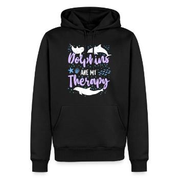 Dolphin Dolphins Are My Therapy - Männer Premium Bio Hoodie - Schwarz - Vorne - Nico (187cm)