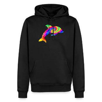 Dolphin Tie Dye - Männer Premium Bio Hoodie - Schwarz - Vorne - Nico (187cm)