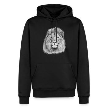 Un portrait du lion du Lion Lion - Sweat à capuche Premium bio Homme - noir - Devant - Nico (187cm)