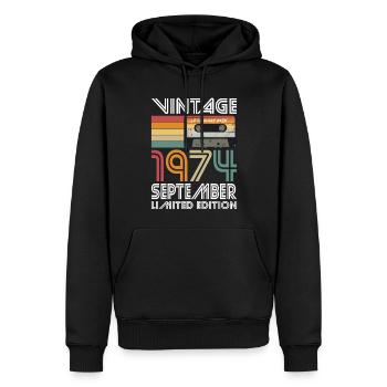 50th Birthday Vintage September Vintage 1974 - Men’s Premium Organic Hoodie - black - Front - Nico (187cm)