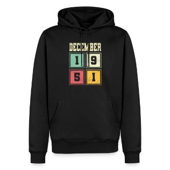 72. Geburtstag Dezember Jahrgang 1951 Vintage - Männer Premium Bio Hoodie - Schwarz - Vorne - Nico (187cm)