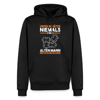 Puzzlefan Puzzler Puzzleteile Puzzle - Männer Premium Bio Hoodie - Schwarz - Vorne - Nico (187cm)