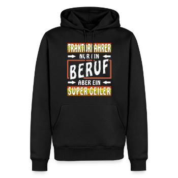 TRAKTORFAHRER - Männer Premium Bio Hoodie - Schwarz - Vorne - Nico (187cm)