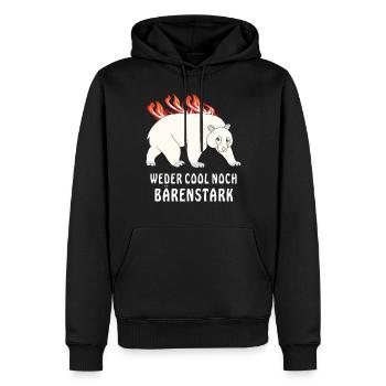 EISBÄR WEDER COOL NOCH BÄRENSTARK - Männer Premium Bio Hoodie - Schwarz - Vorne - Nico (187cm)