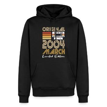 20th Birthday Vintage March 2004 Original 2004 - Men’s Premium Organic Hoodie - black - Front - Nico (187cm)