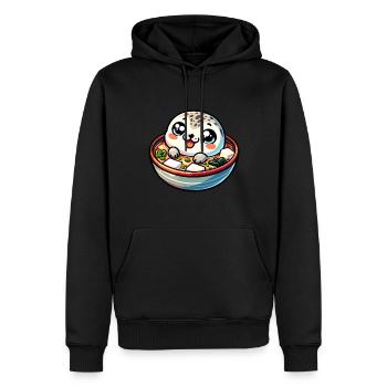 Animal Marin, Animal Marin, Océan, Miso, Soupe, Sceau - Sweat à capuche Premium bio Homme - noir - Devant - Nico (187cm)