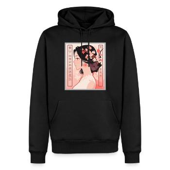 Vintage Japanisch Ästhetik Otaku Anime Girl - Männer Premium Bio Hoodie - Schwarz - Vorne - Nico (187cm)