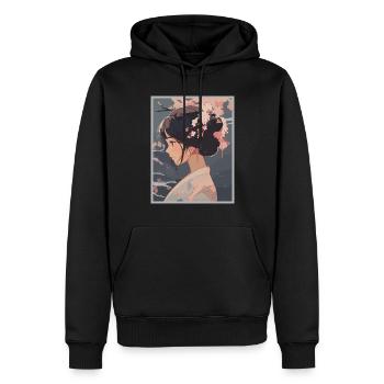 Vintage Japanisch Ästhetik Otaku Anime Girl - Männer Premium Bio Hoodie - Schwarz - Vorne - Nico (187cm)