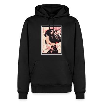 Vintage Japanisch Ästhetik Otaku Anime Girl - Männer Premium Bio Hoodie - Schwarz - Vorne - Nico (187cm)