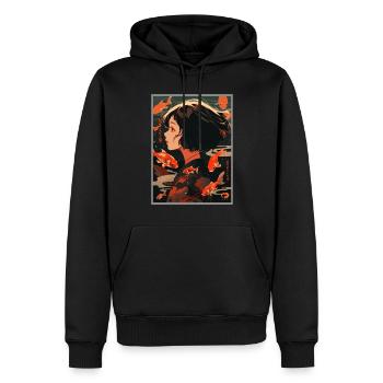 Vintage Japanisch Ästhetik Otaku Anime Girl - Männer Premium Bio Hoodie - Schwarz - Vorne - Nico (187cm)