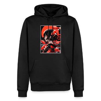 Vintage Japanisch Ästhetik Otaku Anime Girl - Männer Premium Bio Hoodie - Schwarz - Vorne - Nico (187cm)