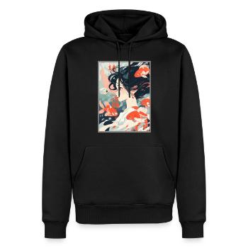 Vintage Japanisch Ästhetik Otaku Anime Girl - Männer Premium Bio Hoodie - Schwarz - Vorne - Nico (187cm)