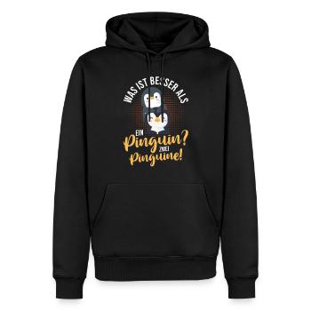 Pinguin - Männer Premium Bio Hoodie - Schwarz - Vorne - Nico (187cm)