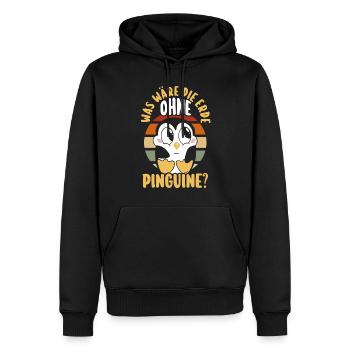 Pinguin - Männer Premium Bio Hoodie - Schwarz - Vorne - Nico (187cm)