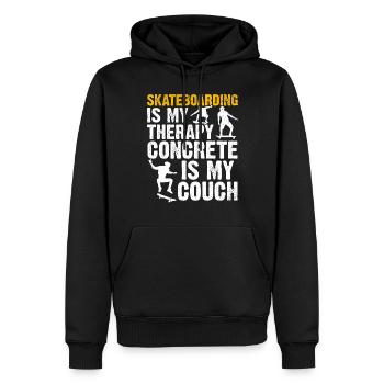 Skateboard Skateboarding Is My Therapy Concrete Is - Männer Premium Bio Hoodie - Schwarz - Vorne - Nico (187cm)
