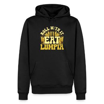 Lumpia Roll With It Eat Lumpia - Men’s Premium Organic Hoodie - black - Front - Nico (187cm)