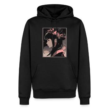 Vintage Japanisch Ästhetik Otaku Anime Girl - Männer Premium Bio Hoodie - Schwarz - Vorne - Nico (187cm)