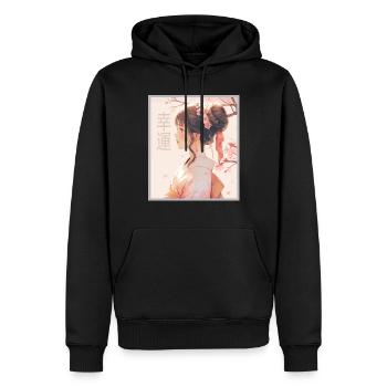 Vintage Japanisch Ästhetik Otaku Anime Girl - Männer Premium Bio Hoodie - Schwarz - Vorne - Nico (187cm)