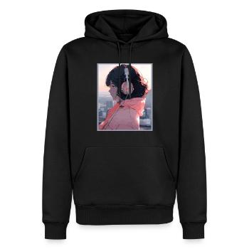 Vintage Japanisch Ästhetik Otaku Anime Girl - Männer Premium Bio Hoodie - Schwarz - Vorne - Nico (187cm)