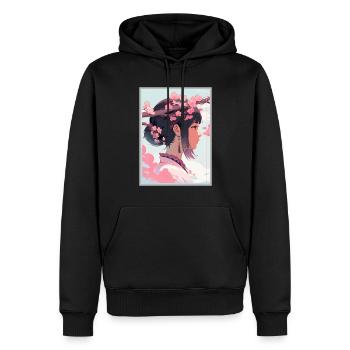 Vintage Japanisch Ästhetik Otaku Anime Girl - Männer Premium Bio Hoodie - Schwarz - Vorne - Nico (187cm)