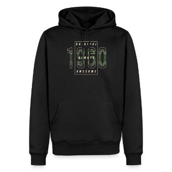 Cadeau urbain original année de naissance 1960 vintage - Sweat à capuche Premium bio Homme - noir - Devant - Nico (187cm)