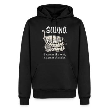 SAUNA Embrace the heat, embrace the calm - Männer Premium Bio Hoodie - Schwarz - Vorne - Nico (187cm)