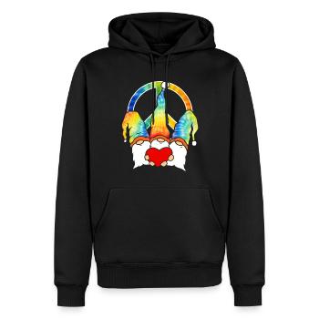 Trois Gnomes Hippies Groovy Bandage Dye Gnomies - Sweat à capuche Premium bio Homme - noir - Devant - Nico (187cm)