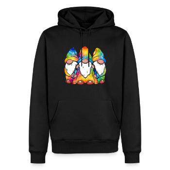 Trois Gnomes Hippies Groovy Bandage Dye Gnomies - Sweat à capuche Premium bio Homme - noir - Devant - Nico (187cm)