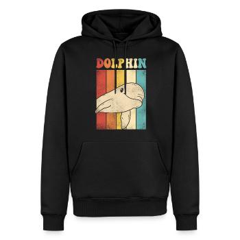 Dolphin Retro Vintage Dolphin - Männer Premium Bio Hoodie - Schwarz - Vorne - Nico (187cm)
