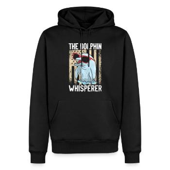 Dolphin American Flag The Dolphin - Männer Premium Bio Hoodie - Schwarz - Vorne - Nico (187cm)