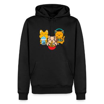 Chat Boba Thé Bubble Tea Gaming Gamer Ramen Anime - Sweat à capuche Premium bio Homme - noir - Devant - Nico (187cm)