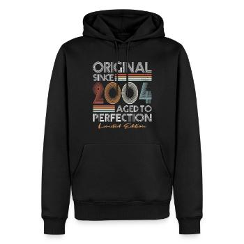20e anniversaire millésime 2004 Original depuis 2004 - Sweat à capuche Premium bio Homme - noir - Devant - Nico (187cm)