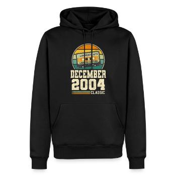 19e anniversaire Décembre Millésime 2004 Millésime - Sweat à capuche Premium bio Homme - noir - Devant - Nico (187cm)
