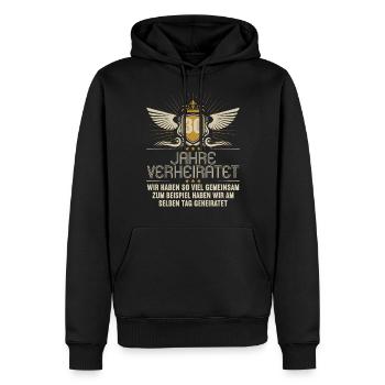 Wir haben viel gemeinsam 30.Hochzeitstag - Männer Premium Bio Hoodie - Schwarz - Vorne - Nico (187cm)
