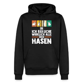 Kaninchen Hase - Männer Premium Bio Hoodie - Schwarz - Vorne - Nico (187cm)
