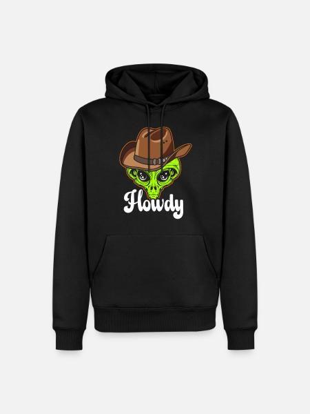 Howdy Alien Cowboy Space UFO Funny Western Rodeo - Men’s Premium Organic Hoodie - black