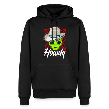 Howdy Alien Cowboy Space UFO Funny Western Rodeo - Männer Premium Bio Hoodie - Schwarz - Vorne - Nico (187cm)