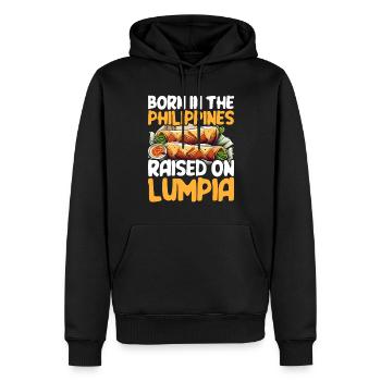 Born In The Philippines Raised On Lumpia - Männer Premium Bio Hoodie - Schwarz - Vorne - Nico (187cm)