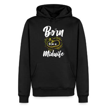 Infirmière sage-femme accoucheuse née de - Sweat à capuche Premium bio Homme - noir - Devant - Nico (187cm)