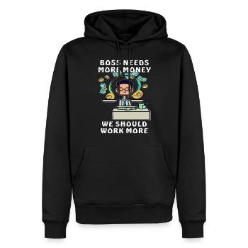 geld arbeit faul - Männer Premium Bio Hoodie - Schwarz - Vorne - Nico (187cm)
