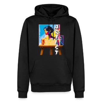 L’ARTISTE FAIT L’IMAGE - Sweat à capuche Premium bio Homme - noir - Devant - Nico (187cm)