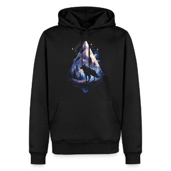 Majestätischer Wolf Wölfe - Männer Premium Bio Hoodie - Schwarz - Vorne - Nico (187cm)