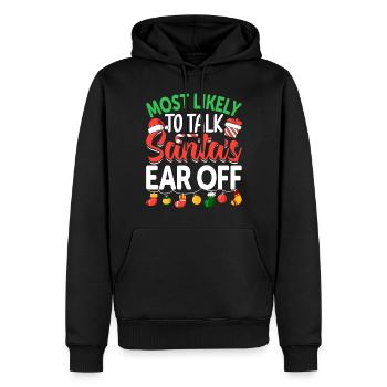 Am ehesten wird man der Familie des Weihnachtsmanns das Ohr abreden - Männer Premium Bio Hoodie - Schwarz - Vorne - Nico (187cm)