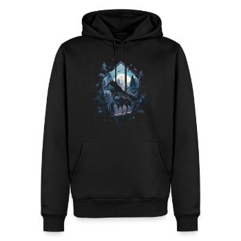 Majestätischer Wolf Wölfe - Männer Premium Bio Hoodie - Schwarz - Vorne - Nico (187cm)