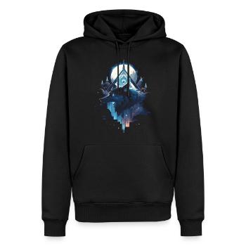 Majestätischer Wolf Wölfe - Männer Premium Bio Hoodie - Schwarz - Vorne - Nico (187cm)