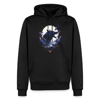 Japanese Wolf Anime Mythical Creature Spirit Shinto - Men’s Premium Organic Hoodie - black - Front - Nico (187cm)